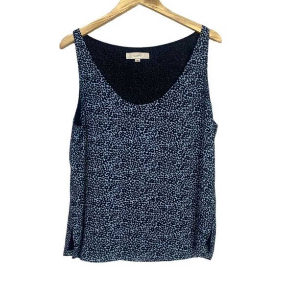 Ann Taylor LOFT Tops - Ann Taylor LOFT Sleeveless Floral Print Silk Feel Blouse Lined L Blue Grey #2558